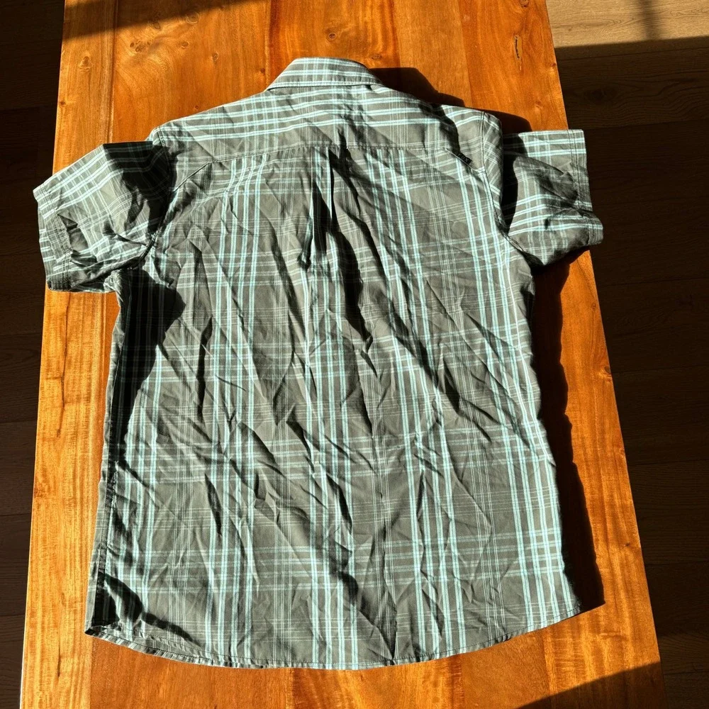 Fox Men's Green/Blue Plaid Short Sleeve Button Up Shirt Size XL